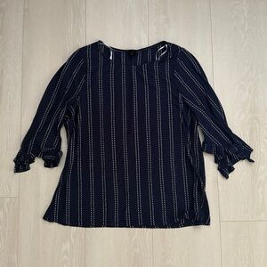 3/$10 W5 Dark Blue and White Striped Blouse